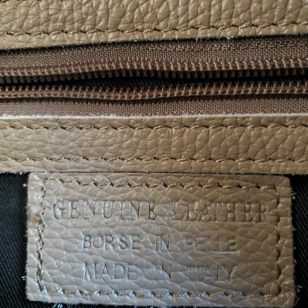 ORE10 Taupe Leather Round Tassel Satchel/Crossbody, Like New - Picture 10 of 15